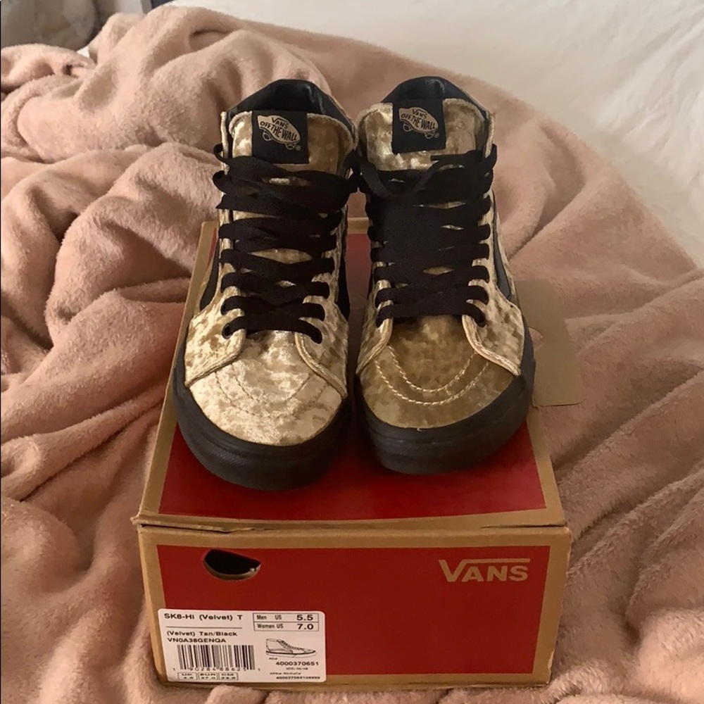 Black & Gold velvet vans. Make a offer